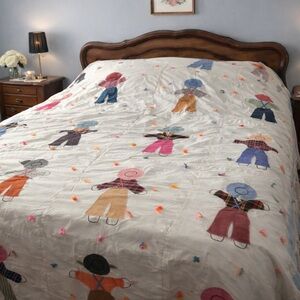 Vintage Hand Crafted Overall Sam appliquéd pieced and tied quilt